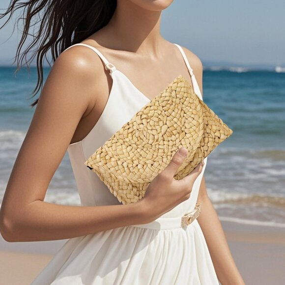 Eco-Friendly Natural Straw Handbag - Perfect for Beach and Casual Outings - Picture 2 of 8